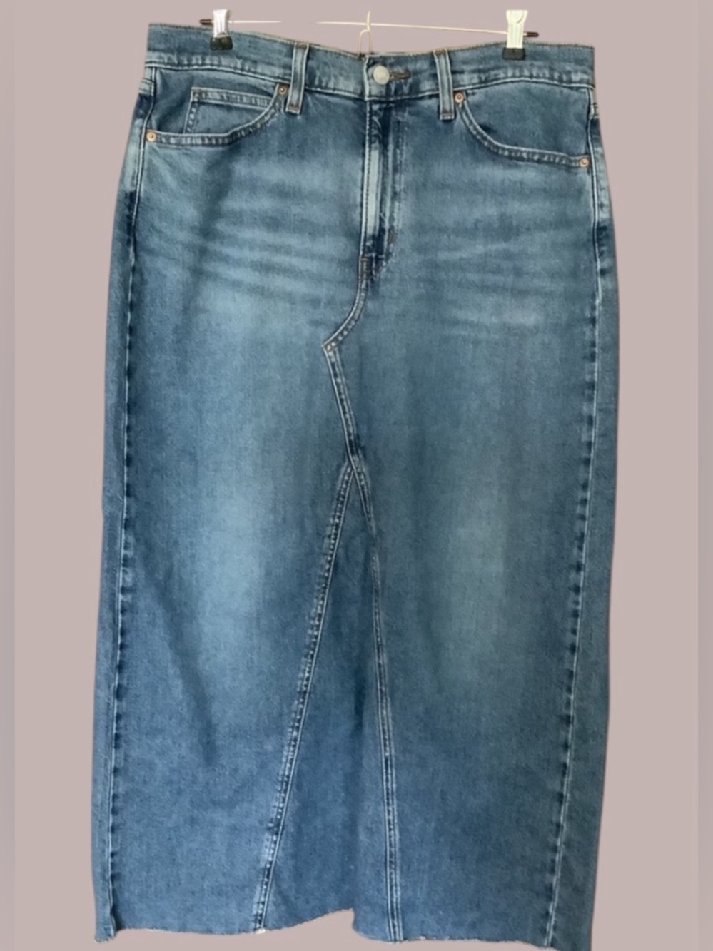Levi Strauss Denim Midi Skirt “90s” Casual Chic Coastal Cowgirl 12